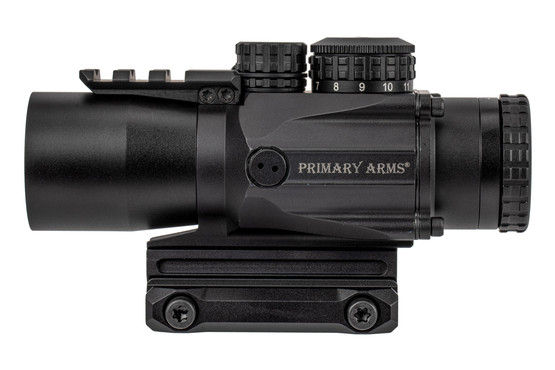 The Primary Arms SLx 3x prism scope features a picatinny rail section for mounting microdots.